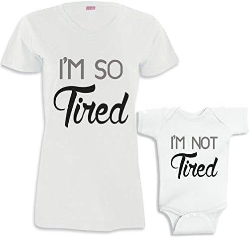 NanyCrafts I'm SO Tired &amp; I'm NOT Tired Matching Set Women's V-Neck Medium shirt - Bodysuit 6 Months