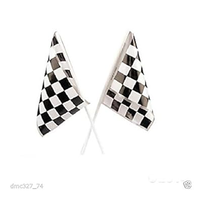 24 Party Favors RACING Nascar Race Car MINI Black White CHECKERED FLAGS