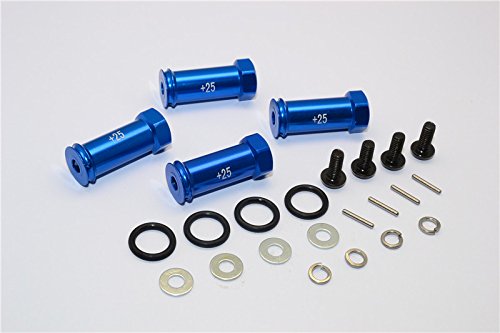 Traxxas 1/16 Mini E-Revo, Mini Slash, Mini Summit Upgrade Parts Aluminum Hex Adaptor (+25mm) - 4 Pcs Set Blue