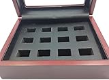 TuoYu 1-12 Holes Championship Rings Trophy Jewelry Display Cases Wooden Boxes (12 Holes)