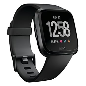 Fitbit Versa Smart Watch, Black/Black Aluminium, One Size (S & L Bands Included)