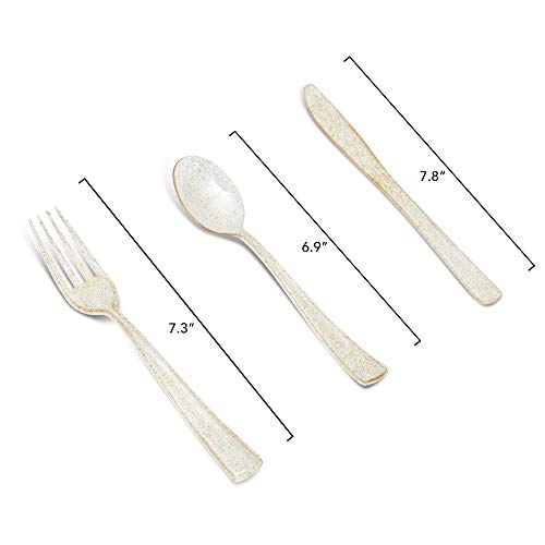 Glitter Gold Plastic Dinnerware Set 175 pieces Disposable Kitchenware
