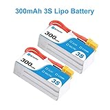 BETAFPV 2pcs 300mAh 3S Lipo Battery HV Battery 45C/75C 11.1V XT30 18AWG Silicone Wire for Beta75X 3S Micro Quadquaptor Whoop Drone FPV Racing Drone