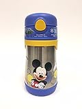 Thermos Vacuum Insulated Stainless Steel Straw Bottle - Mickey Mouse, Red/Blue, 10 OZ