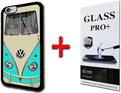VW Volkswagen Vintage Bus Camper Turquoise Version iPhone 7 PLUS TPU Rubber Phone Case and FREE Tempered Glass Screen Protector