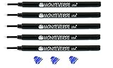5 Pack Monteverde G23 Rollerball Pen Refills Compatible With Schmidt 888, Medium Point, Bulk Packed (Blue)