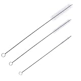 3-Pc Drink Straw Cleaning Brushes Stainless Steel w Soft Nylon Bristles 3 Brush Sizes Small, Medium and Long by Wicked Cuisine