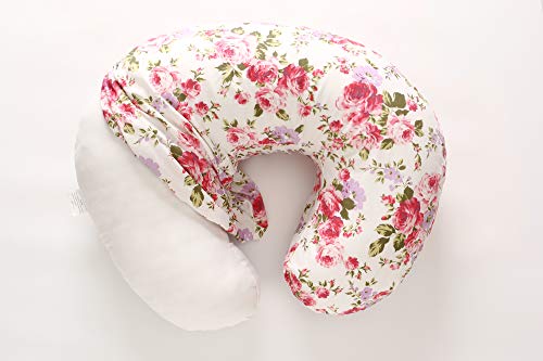 LAT Nursing Pillow and Positioner,Best for Mom Breastfeeding Pillow,100% Cotton Soft Fits Snug On Infant,Aseptic Vacuum Packaging(Flower)