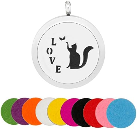 Aromatherapy Essential Oil Locket Necklace Diffuser 30mm Animal Pattern Purfume Pendant With 10 Refill Pads