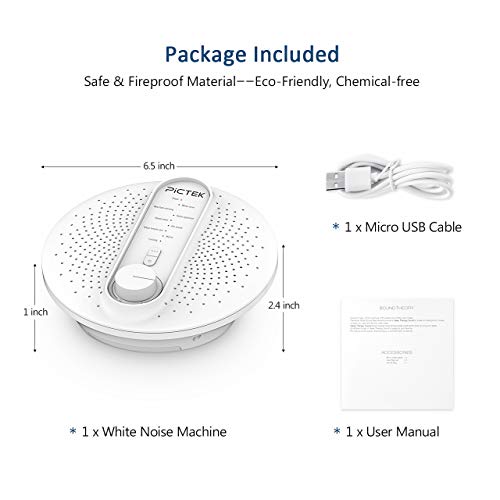 PICTEK Sound Machine for Baby Sleeping, 24 Hi-Fi Soothing Sounds (Up to 100dB), Portable White Noise Machine with 3 Auto-off Timer, Headphone Jack, USB or Battery Powered, Lullaby Sound Machine - Thumbnail 7