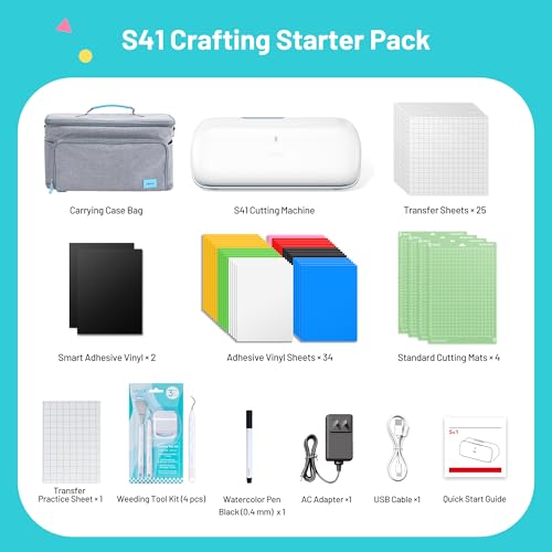 Likcut S41 Vinyl Cutter Machine, Creator Bundle with Carrying Case & Accessories | Smart Cutting Machine for DIY Vinyl, HTV, Cardstock, Paper Crafts and Home Decor