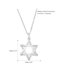 Spoil Cupid 925 Sterling Silver Matte Finish Brush Textured 6 Point Jewish Star of David Pendant Necklace, 18"