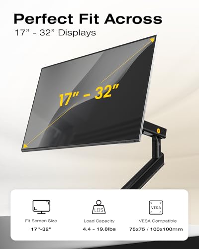 NB Ergonomic Supporto per monitor da 17 a 32 pollici, braccio monitor carico fino a 9 kg | Molla meccanica, installazione rapida del pannello | VESA 75 & 100 mm A5