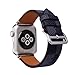 Compatible with Apple Watch 38mm 40mm Band, Luxurious Classic Plaid Stripe Genuine Leather Strap Anti-Fall Soft with Silver Metal Buckle for Apple iWatch Series 4/3/2/1 38mm/40mm Black