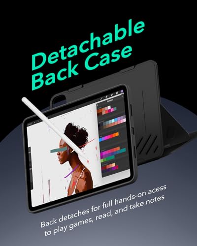 ESR for iPad Pro 11 Inch Case (2022/2021/2020/2018, 4th/3rd/2nd/1st Generation), Removable Magnetic Cover, Adjustable Portrait/Landscape Stand with Raised Display View, 9 Standing Angles, Black