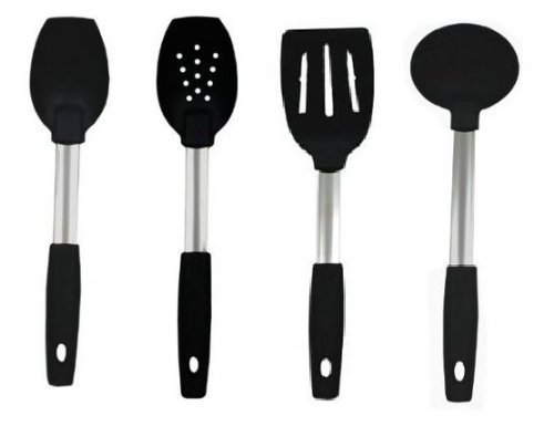 RADA Rada Cutlery Non-Scratch Utensils Set 4 Pc Spoon, Spoon With Holes, Spatula, Soup Ladle