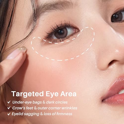 Caffeine Eye Cream, Under Eye Cream for Dark Circles, Puffiness & Puffy Bags, Wrinkles Fine Lines, Eye Roller Serum with 360° Massage Ball for Women and Men - 0.7 fl. oz