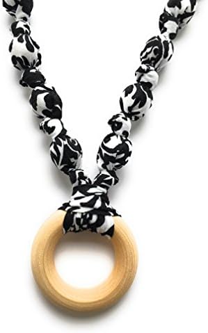 Teething Necklace for Moms; Promote Baby's Sensory Stimulation and Provide Teething Relief with Natural Maple Wood, Cotton Fabric and Chew Beads - Great for babywearing