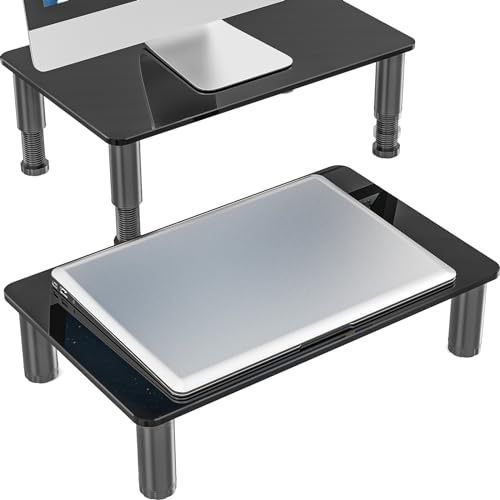 HD01B-202 Computer-Monitorständer, höhenverstellbar, für Flachbildschirm, LCD LED TV, Laptop/Notebook/Xbox One, Schwarz, 2 Stück