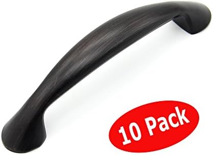 VESLA HOME Oil Rubbed Bronze Handle Hardware Footed Cabinet Pulls, Kitchen Cabinet Handles - 3" Inch (76mm) Hole Centers - 10 Pack