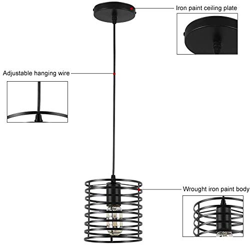 Black Pendant Light Edison Ceiling Hanging JOOSENLUX E26 Vintage Industrial  Farmhouse Pendant Lights Fixtures for Kitchen Island Dinning Room 2 Pack