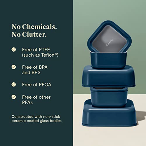 Caraway Glass Food Storage 6.6 Cup Glass Container Ceramic Coated