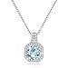 Birthstone Necklace 925 Sterling Silver CZ Diamond Women Gemstone Pendant Love Necklace