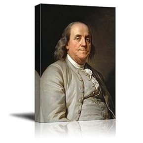 Portrait of President Benjamin Franklin by Joseph Duplessis - Canvas Print Wall Art Famous Painting Reproduction - 12" x 18"