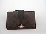 Coach Signature PVC Medium Corner Zip Wallet and Coin Purse F54023 Brown Black