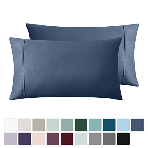 California Design Den 400 Thread Count 100% Cotton Pillow Cases, Indigo Batik Standard Pillowcase Set of 2, Long - Staple Combed Pure Natural Cotton Pillowcase, Soft & Silky Sateen Weave