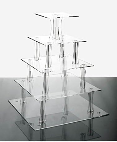 Cupcake Stand 5 Tier Square Clear Acrylic Perspex Wedding Party Tower for Cakes