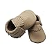 YIHAKIDS Baby Tassel Shoes Soft Leather Sole Infant Shoes Baby Moccasins Crib Shoes Khaki(Size 5,6-12 Months/4.9in)