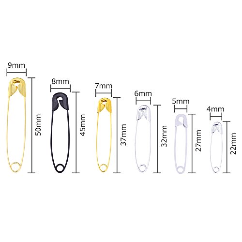 image for Pllieay 720 Pieces 4 Colors 6 Sizes Safety Pins Sewing Accessories for