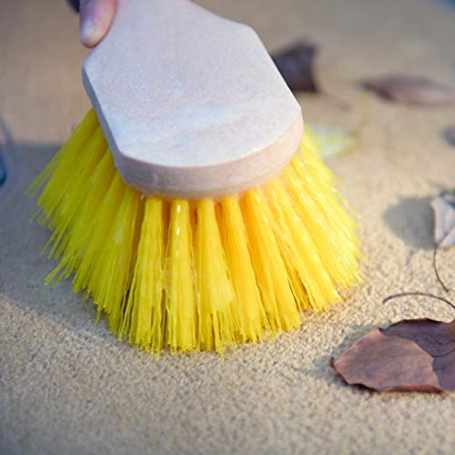 CARCAREZ Yellow Hard Stiffy Car Wheel Cleaning Brush with Short Handle for Auto Vehicle Truck Motorcycle Tire Washing Scrubbing