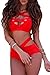 Prograce Women's Sexy Criss Cross High Waisted Bandage 2PCS Bikini Set, M Red