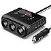 HiGoing Cigarette Lighter Splitter, 100W 12V/24V 3 Sockets 4 USB Car Charger Adapter DC Outlet with Replaceable 7A Fuse and Voltmeter