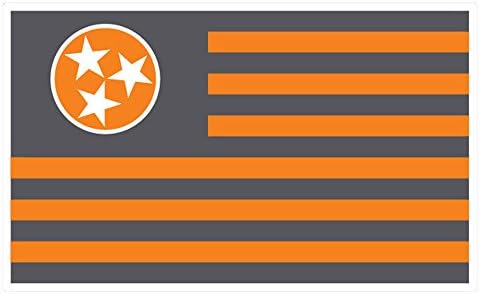 Tennessee Tri-Star 3" Flag Decal - Grey/Orange