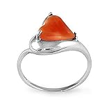Sterling Silver Ring with Heart Shape Carnelian Stone (BTS-NRB6639/CAR/R) - Size 6.5