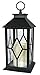 BANBERRY DESIGNS Decorative Black Lantern - Indoor/Outdoor Lantern with a Flameless LED Pillar Candle and 5 Hour Timer - Outdoor Lighting - 13