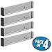mDesign Expandable Dresser Drawer Organizer, Adjustable Drawer Divider, Foam Ends, Strong Secure Hold, Locks in Place, Separators for Closet, Cabinet Storage, Ligne Collection, 4 Pack, Gray/Black