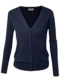 BIADANI Women Button Down Long Sleeve Soft V-Neck Cardigan Sweater Navy XXX-Large