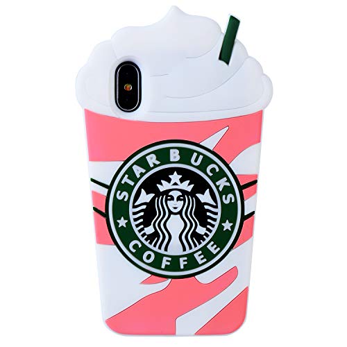 Pink Coffee Cup Case for iPhone X/iPhone Xs,3D Cartoon Animal Cute Soft Silicone Rubber Character Co - //medicalbooks.filipinodoctors.org