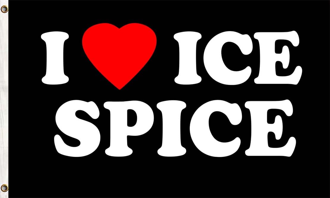 Photo 1 of I Love Ice Spice Flag 3x5ft Rapper Ice Spice Flags for Room College Dorm Bedroom Wall Poster Tapestry Decor - Indoor and Outdoor Funny Party Banner Icespicee_Munchkin Gift