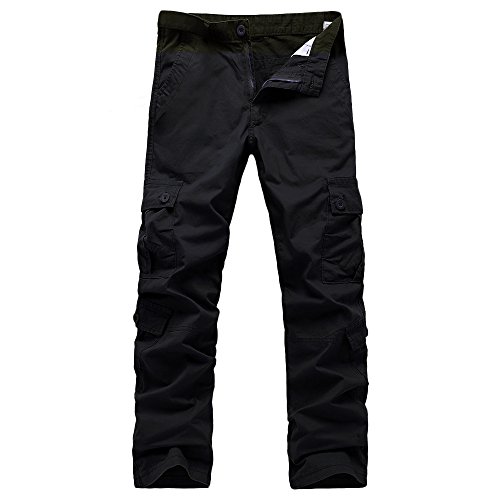 Edenun Mens Trousers Multi-Pocket Combat Zipper Waist Casual Work Activewear Army Cargo Pant with Pocket Black