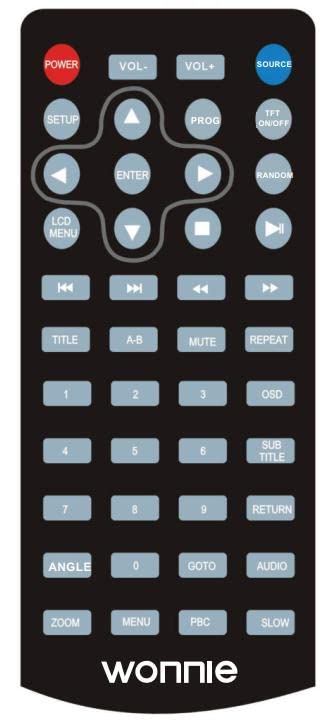 WONNIE Remote control for Portable DVD Player