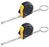 Katzco 6 Foot Long Keychain Tape Measure - 2 Pack - Thumb Power Lock Measuring Tape - High Carbon Steel Blade and Shock Absorbent Case - for Professional and Amateur Workers