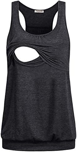 Larenba Women's Maternity Loose Comfy Pull-up Nursing Tank Tops for Breastfeeding