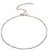 LOLIAS Stainless Steel Choker Necklace for Women Beaded Curb Chain Necklace Adjustable,Rose-gold