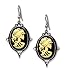 Gothic Lolita Skull Cameo Ivory on Black Dangle Earrings with Austrian Crystals
