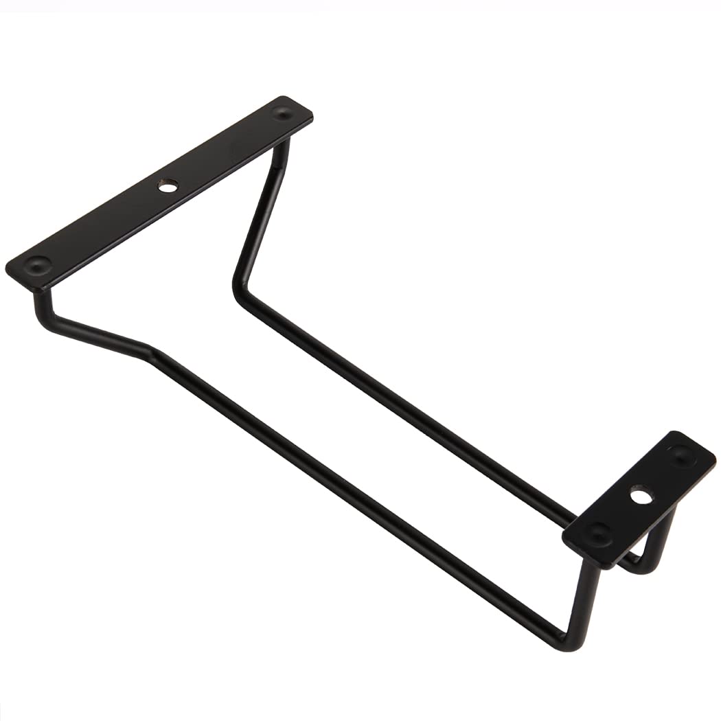 Dianoo 18cm Black Wine Glass Rack Under Cabinet, Hanging Stemware Holder For Bar Dining Room, 1 Row